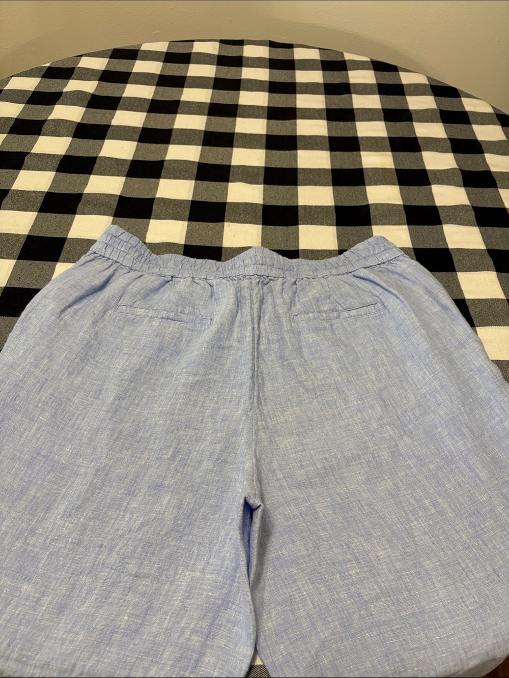 J. Crew Linen Wide Leg Cropped Pant Chambray Blue Women Large Pockets Drawstring - Picture 10 of 16